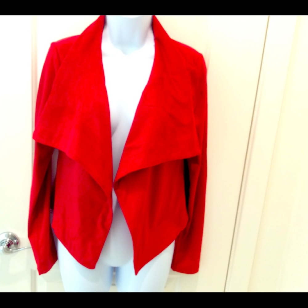 Red faux suede short jacket
